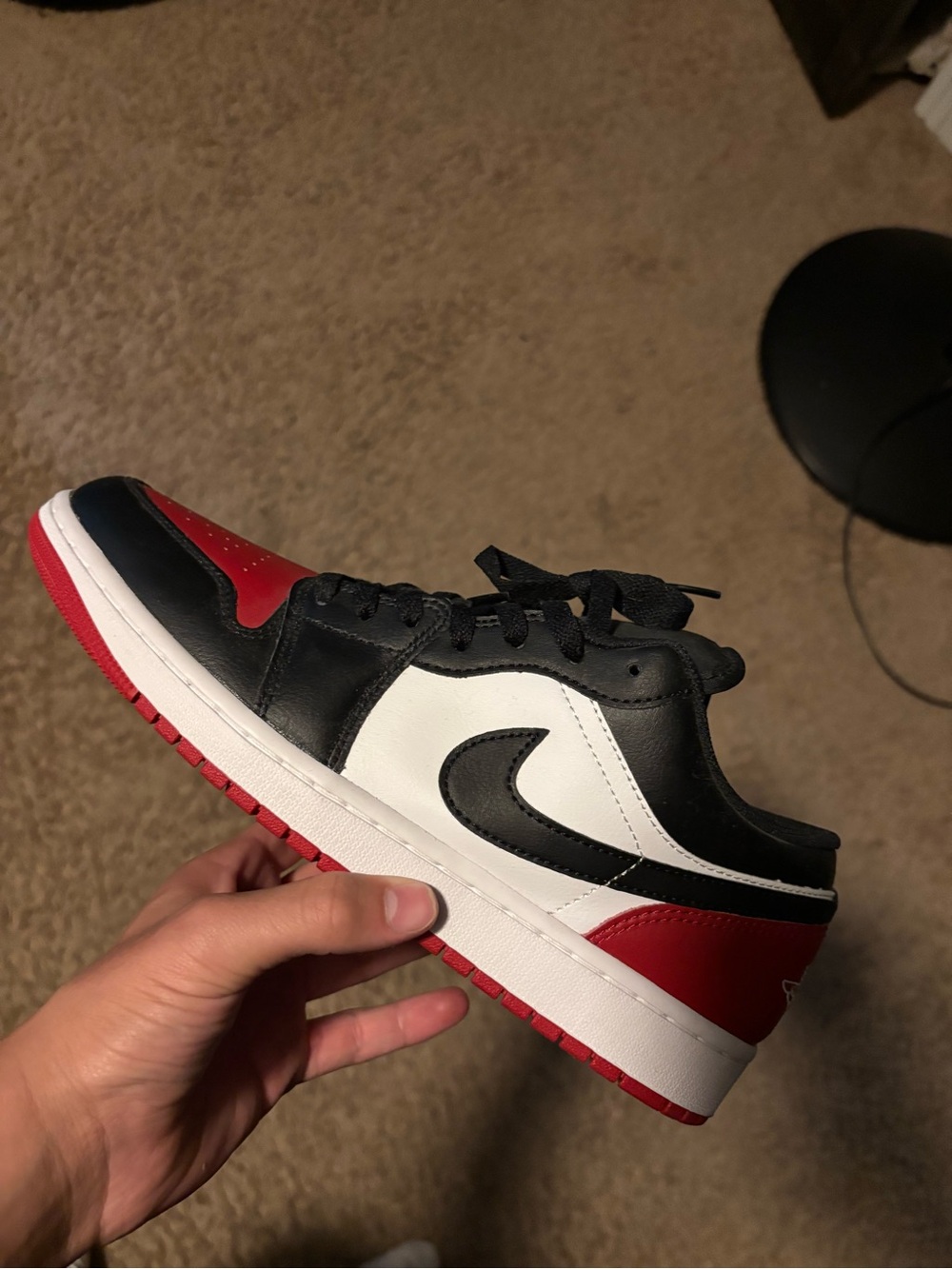 Jordan Low-Top Sneaker in Black, White & Red, BRAND NEW NEVER WORN ORIGINAL BOX.